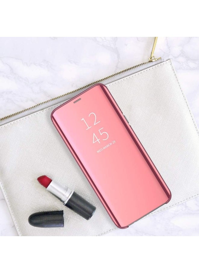 Generic - For Samsung Galaxy Note 20 Clear View Flip Case , Without Sensor , Stand Watching Position , Mirror Full Protection Cover Compatible With Samsung Galaxy Note 20 (6.7") (Rose) - Image 1