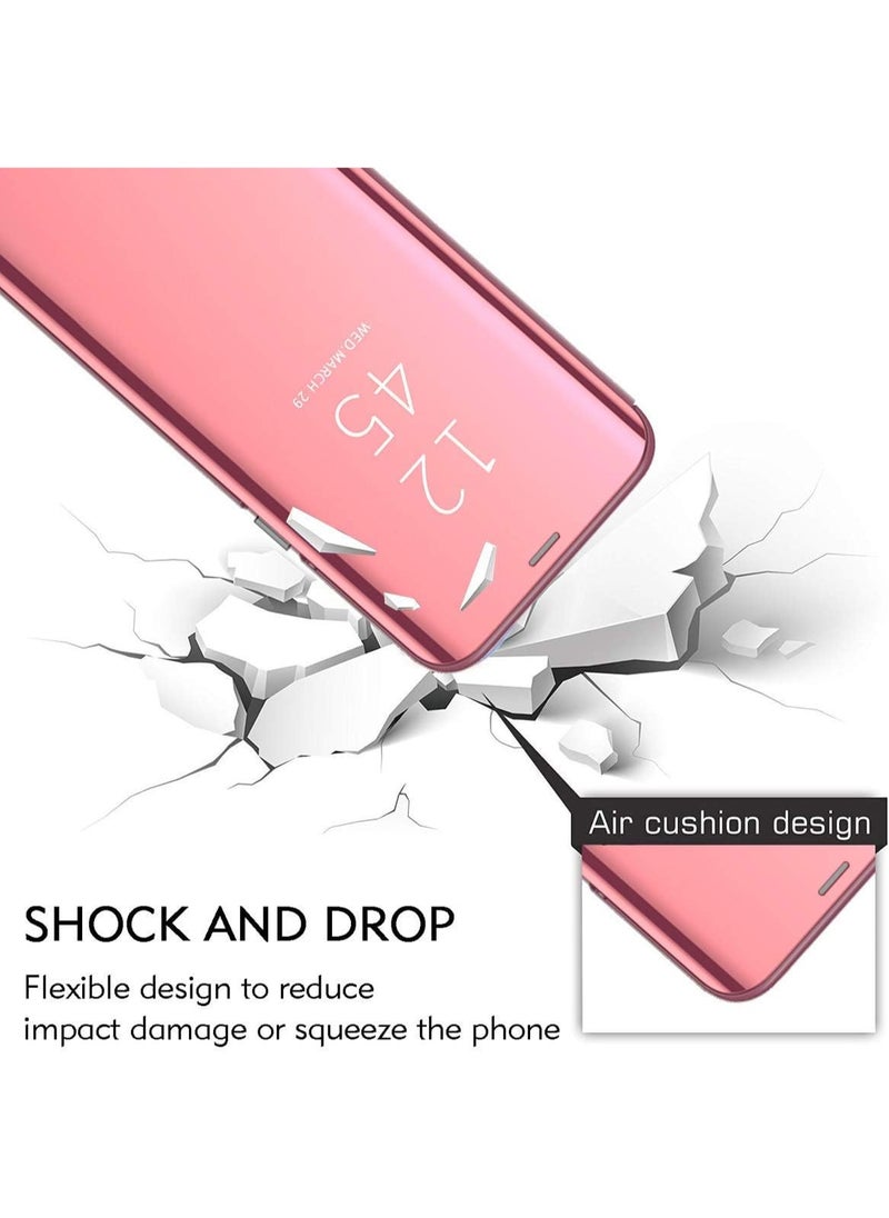 Generic - For Samsung Galaxy Note 20 Clear View Flip Case , Without Sensor , Stand Watching Position , Mirror Full Protection Cover Compatible With Samsung Galaxy Note 20 (6.7") (Rose) - Image 1