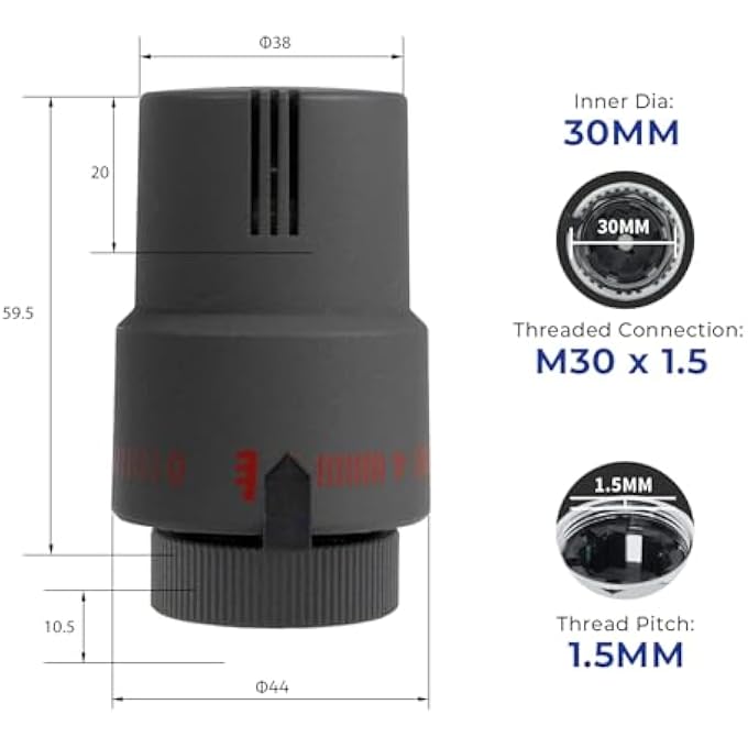 M30 X 1.5 MM THERMOSTATIC HEAD RADIATOR VALVE, THERMOSTAT HEATING, HEATING VALVE, FULL ANTHRACITE, LIQUID SENSOR WITH FROST PROTECTION POSITION - Image 3