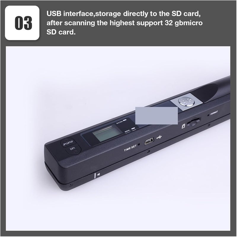 Document Scanners, Portable New Creative Handheld Mobile Portable Document Scanner, 900DPI Type-c LCD Display Support JPG/PDF Format Selection(Black) - Image 5