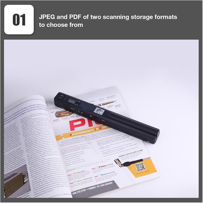 Document Scanners, Portable New Creative Handheld Mobile Portable Document Scanner, 900DPI Type-c LCD Display Support JPG/PDF Format Selection(Black) - Image 3