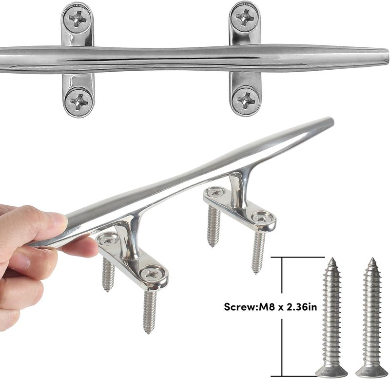 VEITHI 8/10/12/15 inch Dock Cleats - 316 Stainless Steel Boat Cleats Boat Dock Cleats,Open Base Dock Cleat with Fasteners,Marine Cleat Rope Cleat Boat Cleat for Boat/Deck/Nautical Decor(1,2,4,6 Pack) - Image 3