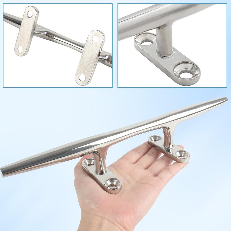VEITHI 8/10/12/15 inch Dock Cleats - 316 Stainless Steel Boat Cleats Boat Dock Cleats,Open Base Dock Cleat with Fasteners,Marine Cleat Rope Cleat Boat Cleat for Boat/Deck/Nautical Decor(1,2,4,6 Pack) - Image 4