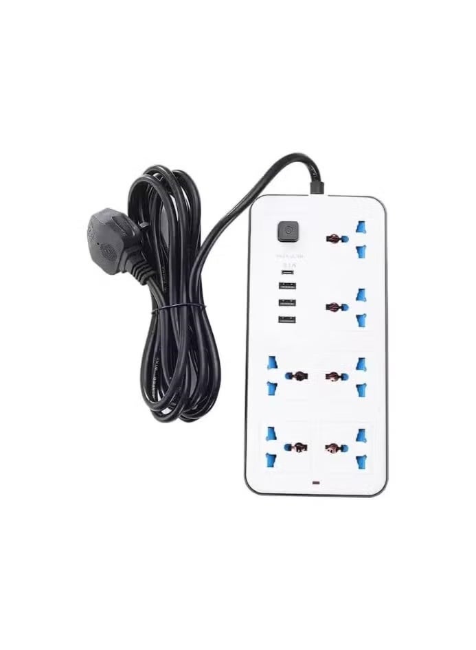 ZAPRUS 10-in-1 Multi plug Power Extension Socket – 2500W Power Strip with 6 Universal AC Outlets, 3 USB Ports & 1 Type-C PD Fast Charger | 3M Heavy-Duty Cable | 3.4A Smart Auto-ID | Anti-Static & Overload Protection (White) - Image 5