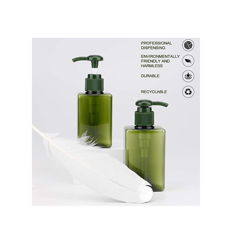SOLARAE 4 PCS Hand Gel Dispenser Refillable Sanitizer Bottles Empty Shampoo Versatile Pump Bottle Drip-free Lotion Container Soap ( Green) - Image 3