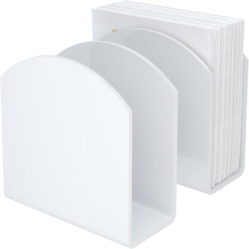 SILUT 2 Pack Napkin Holder for Table, Acrylic Napkins Holder, Napkin Dispenser for Kitchen Table, Cocktail Napkin Holder for Bar, Banquet, Restaurant, Freestanding Napkins Holder - White - Image 1
