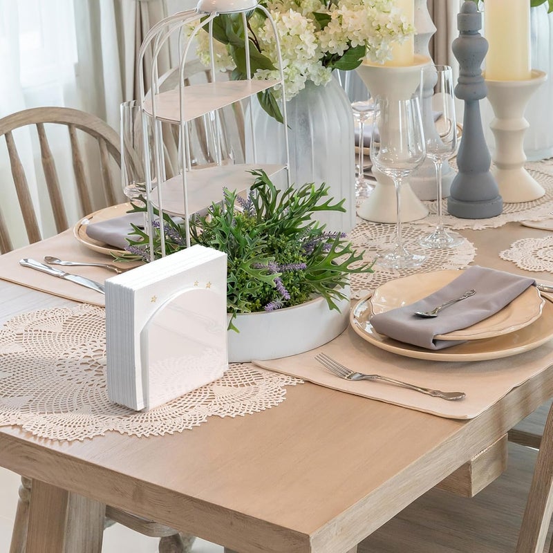 SILUT 2 Pack Napkin Holder for Table, Acrylic Napkins Holder, Napkin Dispenser for Kitchen Table, Cocktail Napkin Holder for Bar, Banquet, Restaurant, Freestanding Napkins Holder - White - Image 3