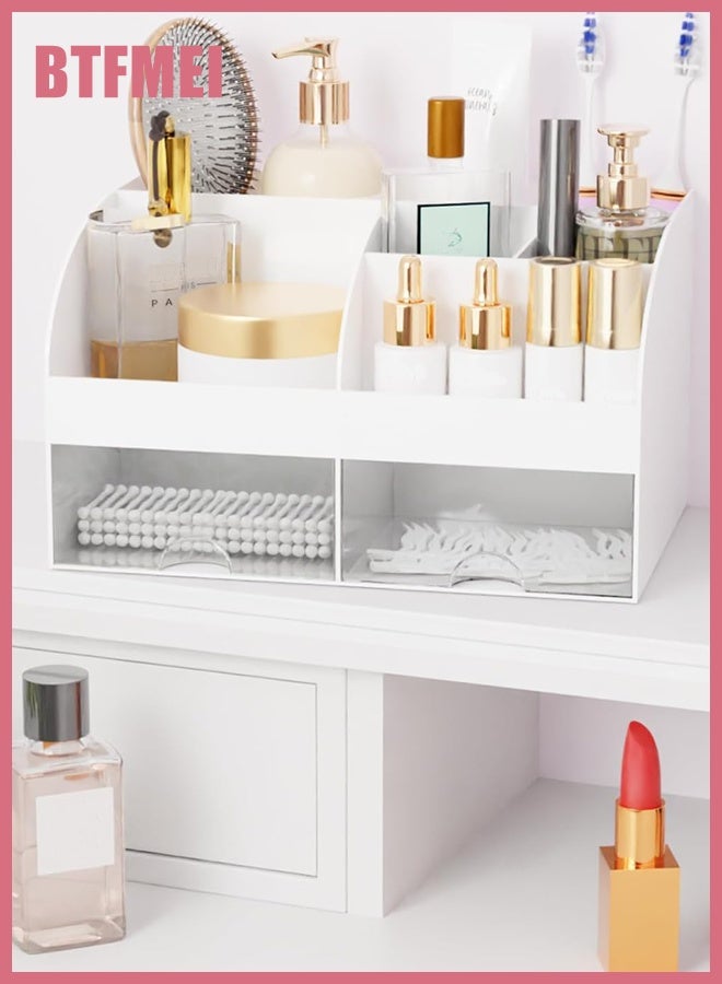 BTFMEI Makeup Organizer with Drawers, Premium Cosmetic Display Case for Saudi Women's Vanity and Bathroom (White)  - Image 2