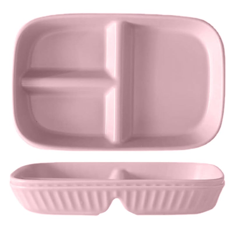 P-PLUS INTERNATIONAL Unbreakable Divided Dinner Plate Set for Balanced Meal Wheat Straw Plates BPA Free Portion Control Plate Healthy Eating & Bariatric Diet Dinner Plates for Kids (Pink, Pack of 2) - Image 1