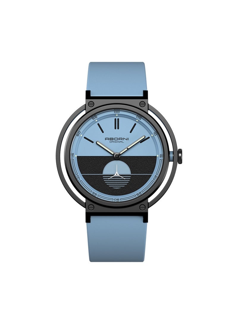 xozgdovg Yaboni Men's Watch Fashion Sunrise Series Guangzhou Watch Silicone Belt Quartz Watch/ YBN5000 black shell sky blue tape  - Image 1