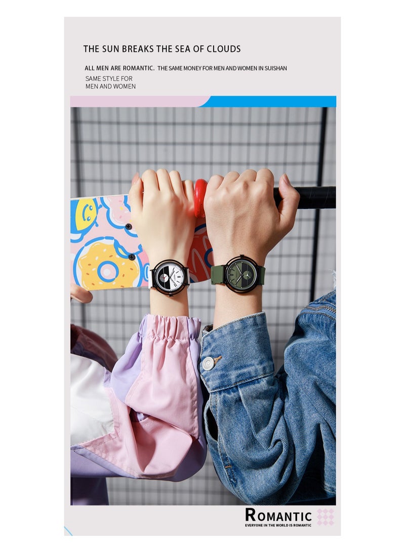 xozgdovg Yaboni Men's Watch Fashion Sunrise Series Guangzhou Watch Silicone Belt Quartz Watch/ YBN5000 black shell sky blue tape  - Image 2