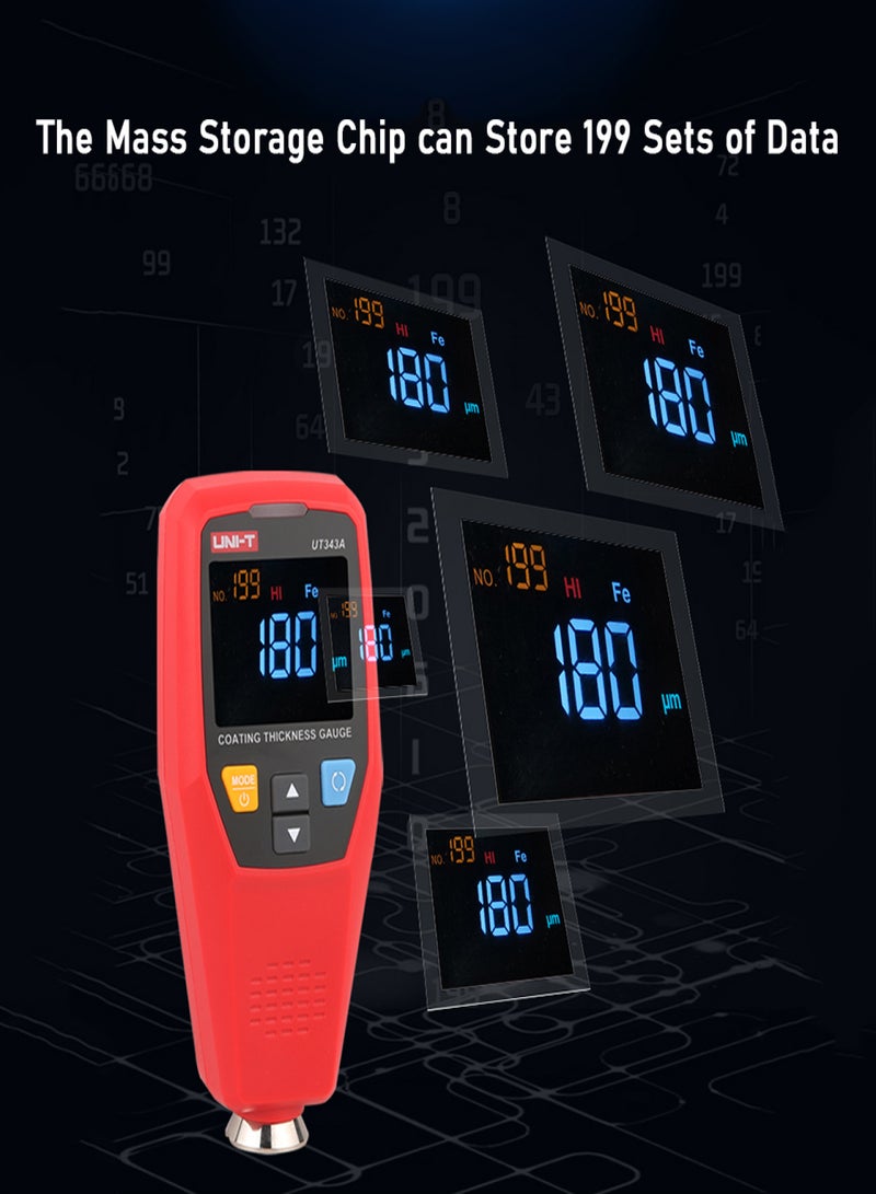 UNI-T Dual Purpose Paint Coating Thickness Gauge for Ferrous Substrate/ Non-Ferrous Substrate Measurement Handheld Digital Coatings Thickness Tester 0～1750μm Automobile Electroplating Paint Film - Image 4