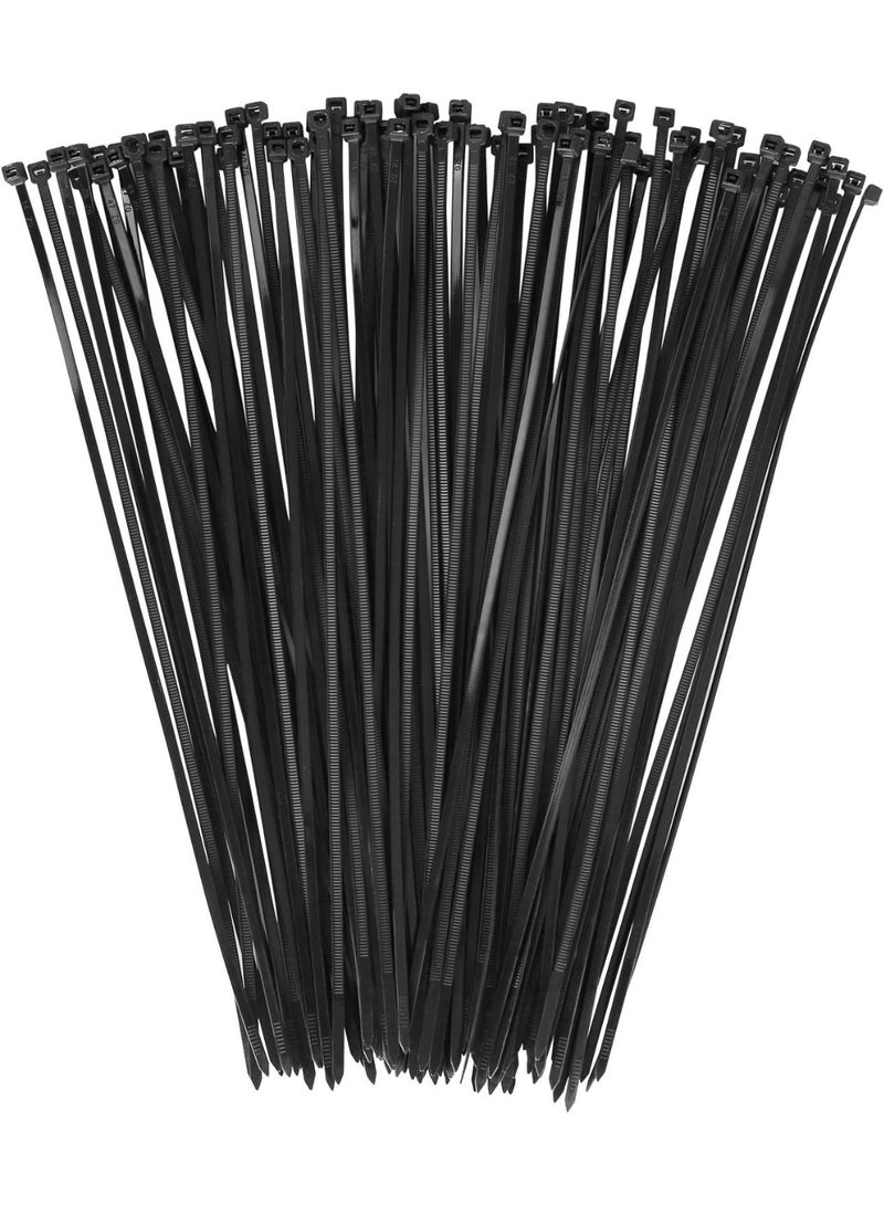 Wire Cable Tie Set , 4×300 mm Heavy-Duty Zip Ties, Secure Fastening for Home, Office, and Industrial Use , 100 Pieces - Black - Image 1