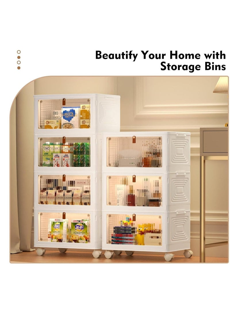 صناديق تخزين بلاستيكية بأغطية، وحاويات تخزين قابلة للتكديس بعجلات، وصناديق تخزين قابلة للطي، وصناديق تخزين قابلة للطي، وحاويات تخزين قابلة للطي متعددة الأغراض للمنزل والمكتب - Image 3