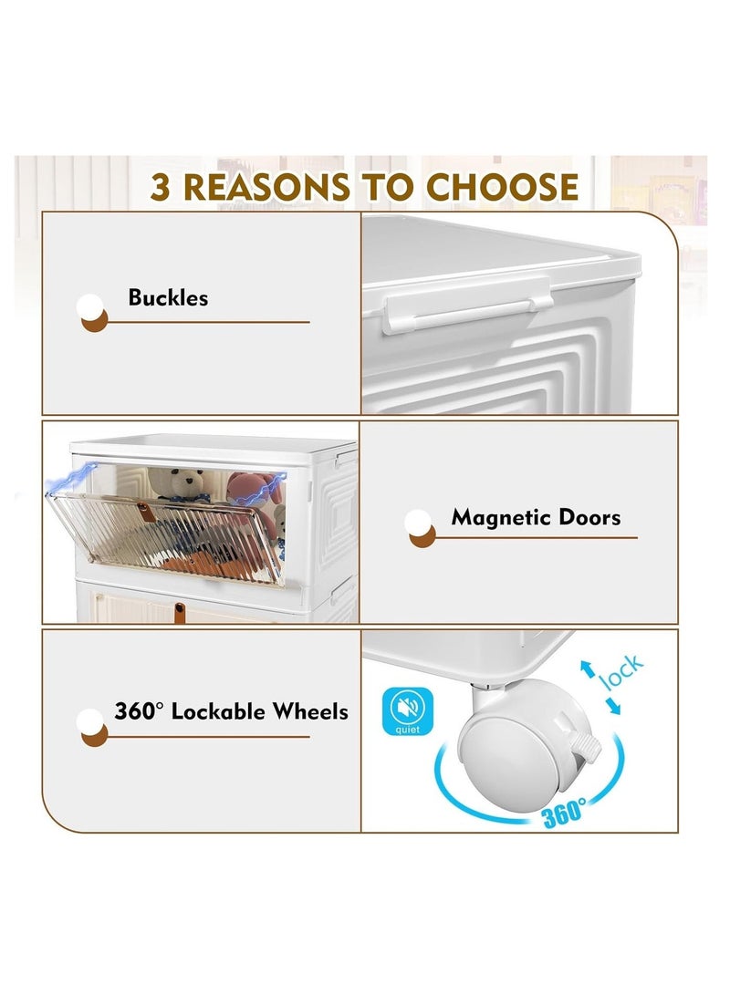 صناديق تخزين بلاستيكية بأغطية، وحاويات تخزين قابلة للتكديس بعجلات، وصناديق تخزين قابلة للطي، وصناديق تخزين قابلة للطي، وحاويات تخزين قابلة للطي متعددة الأغراض للمنزل والمكتب - Image 4