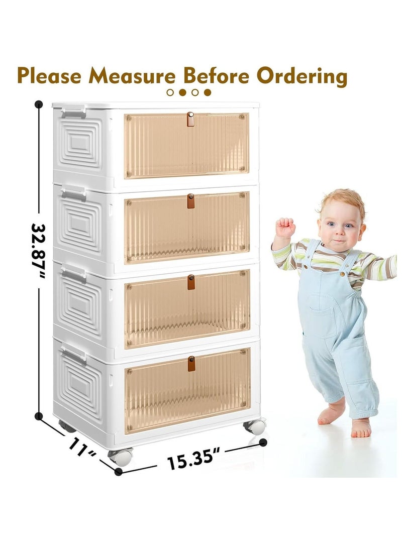 صناديق تخزين بلاستيكية بأغطية، وحاويات تخزين قابلة للتكديس بعجلات، وصناديق تخزين قابلة للطي، وصناديق تخزين قابلة للطي، وحاويات تخزين قابلة للطي متعددة الأغراض للمنزل والمكتب - Image 2