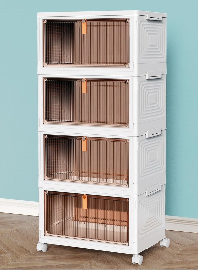 صناديق تخزين بلاستيكية بأغطية، وحاويات تخزين قابلة للتكديس بعجلات، وصناديق تخزين قابلة للطي، وصناديق تخزين قابلة للطي، وحاويات تخزين قابلة للطي متعددة الأغراض للمنزل والمكتب - Image 1