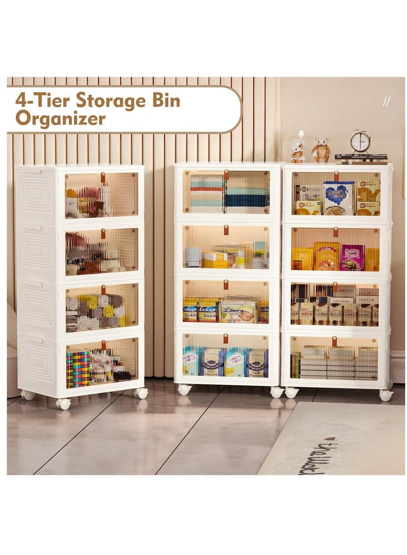 صناديق تخزين بلاستيكية بأغطية، وحاويات تخزين قابلة للتكديس بعجلات، وصناديق تخزين قابلة للطي، وصناديق تخزين قابلة للطي، وحاويات تخزين قابلة للطي متعددة الأغراض للمنزل والمكتب - Image 5