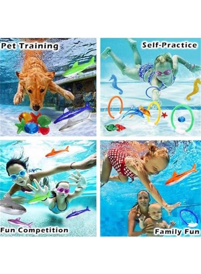 هوكور ألعاب غوص لحمام السباحة للأطفال والمراهقين مع حلقات وعصي للغوص وكنوز تحت الماء وألعاب أسماك تويبيدو بانديتس وغيرها، ألعاب سباحة مائية ممتعة للأولاد والبنات والبالغين من 26 قطعة، بلاستيك - Image 4