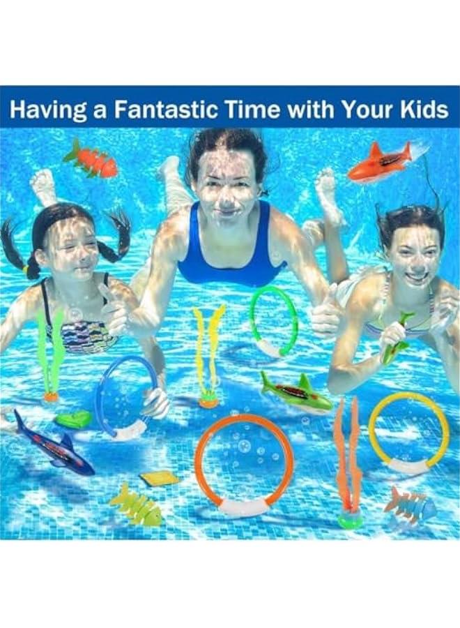 هوكور ألعاب غوص لحمام السباحة للأطفال والمراهقين مع حلقات وعصي للغوص وكنوز تحت الماء وألعاب أسماك تويبيدو بانديتس وغيرها، ألعاب سباحة مائية ممتعة للأولاد والبنات والبالغين من 26 قطعة، بلاستيك - Image 5