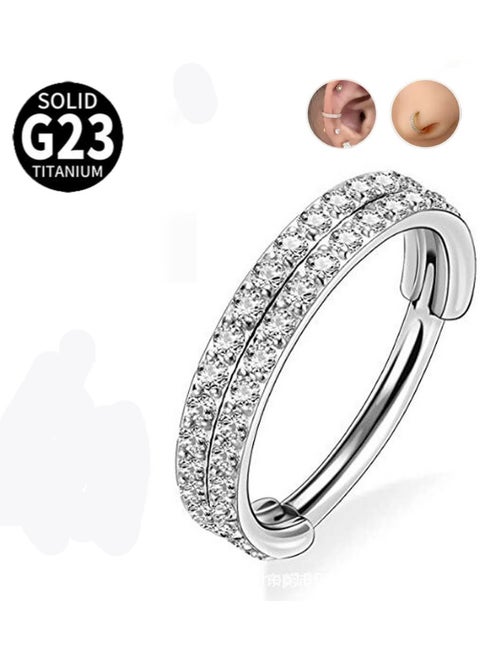 حلقة أنف من التيتانيوم الفولاذي المضاد للحساسية: مرصعة بالكريستال الفضي اللامع - أناقة عصرية وآمنة للبشرة