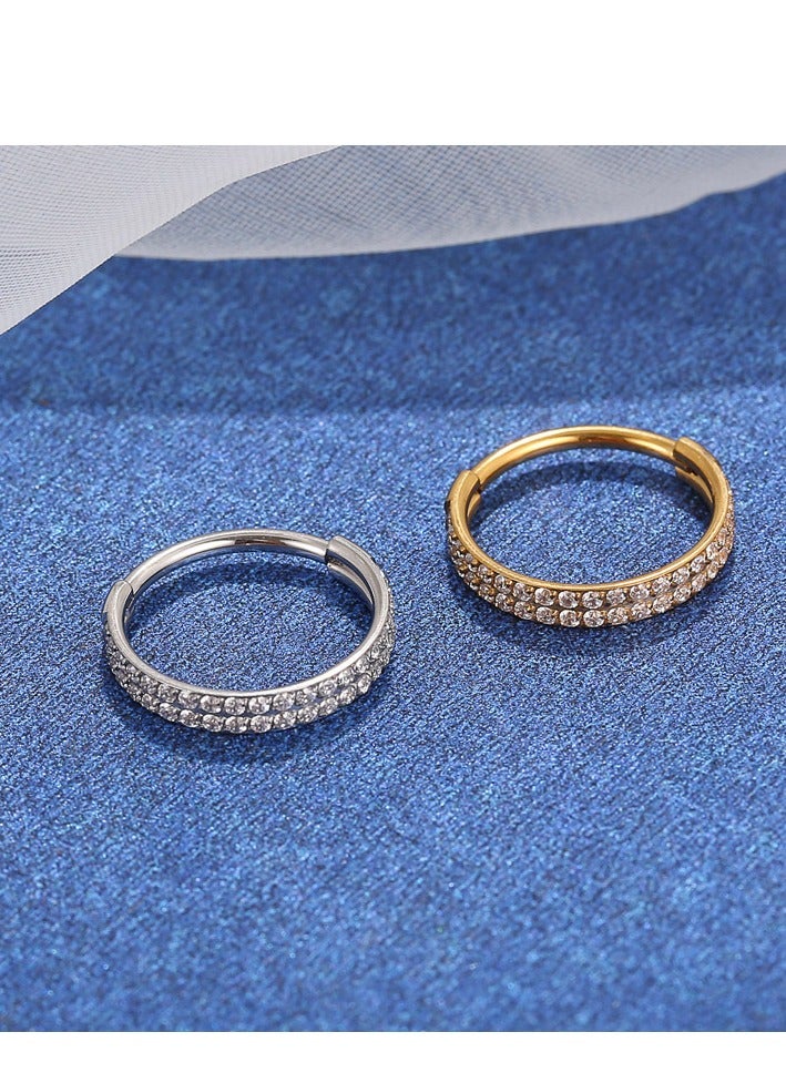 حلقة أنف من التيتانيوم الفولاذي المضاد للحساسية: مرصعة بالكريستال الفضي اللامع - أناقة عصرية وآمنة للبشرة