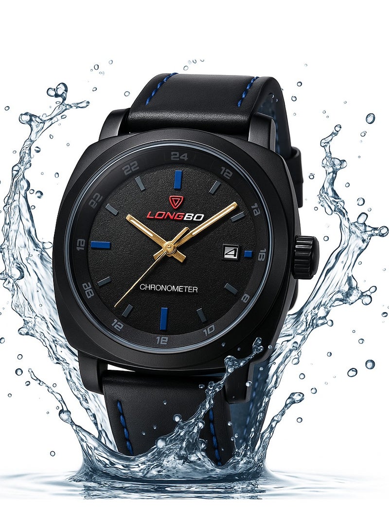 Longbo A youthful, water-resistant watch with a stylish black strap, combining elegance and practicality. - Image 3
