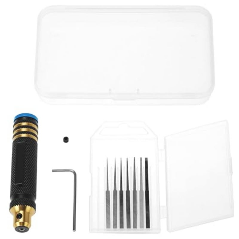 Model Scriber Tool with Tungsten Steel Blades, 7-Size Chisel Set 0.1-2.0mm for Scale Model and Carving, Precision Resin Handle Scribe Line Cutter - Image 2