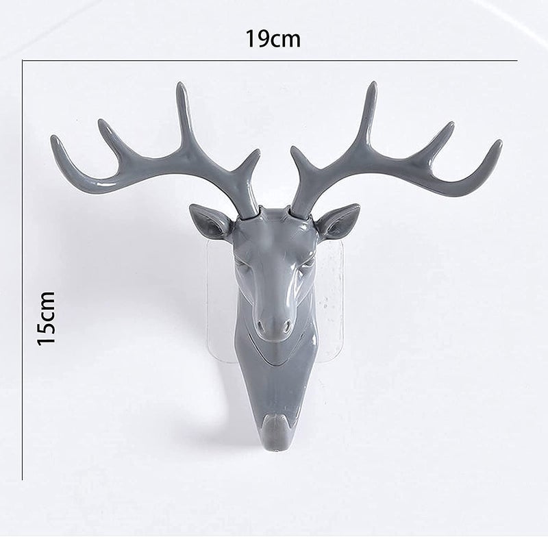 NAIDEV NAIDEV 1 Wall Hanging Strong Self Adhesive Hook Key Sticky Holder Vintage Deer Head Antlers for Hanging Clothes Hat Scarf Key Deer Horns Hanger Rack Wall Decorative Organizer Size18 15cm White  - Image 5
