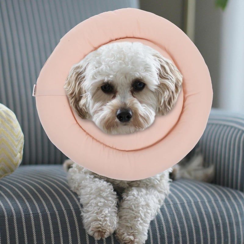 Wakauto Adjustable Waterproof Soft Pet Cone For Dogs Surgery Recovery Beige - Image 5