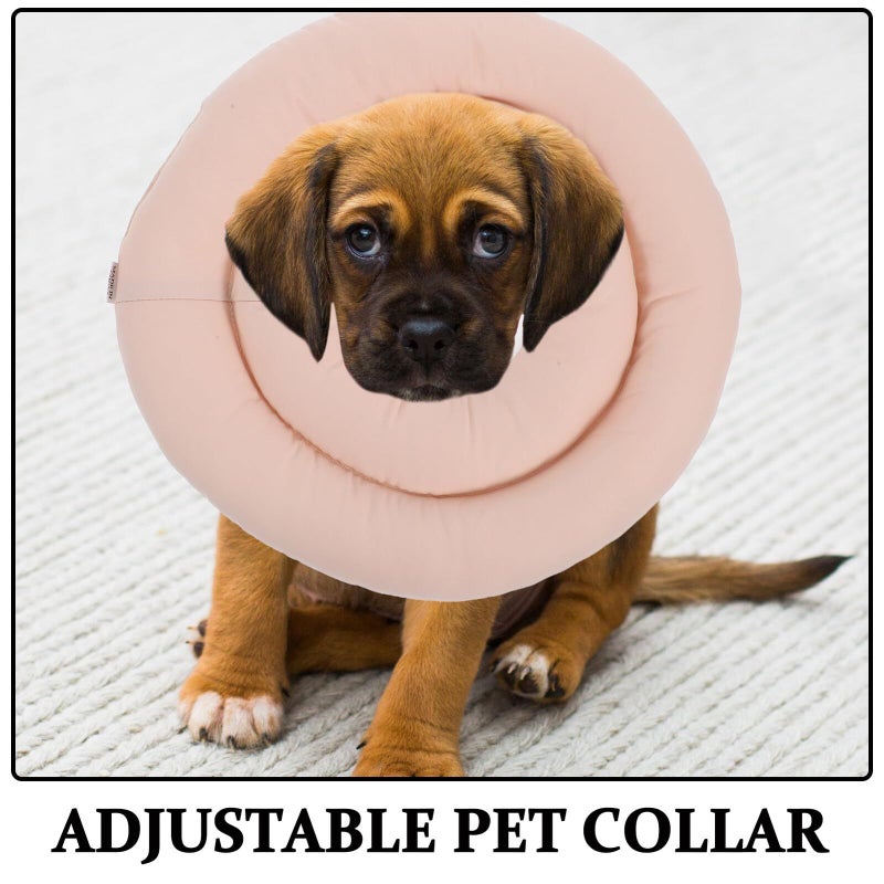 Wakauto Adjustable Waterproof Soft Pet Cone For Dogs Surgery Recovery Beige - Image 4