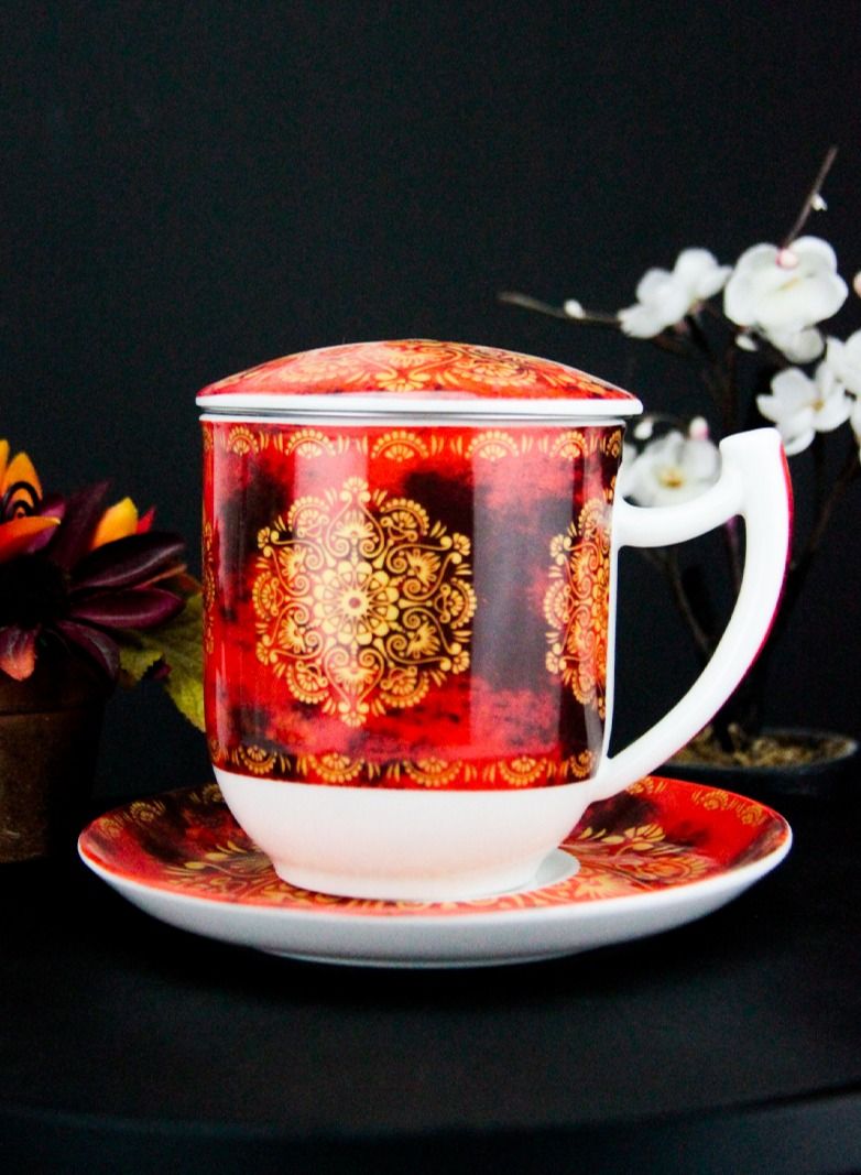 تيلاند متين مقاوم للحرارة Tiziana كوب فلتر ستانلس ستيل مع غطاء 4 قطعة - Image 5