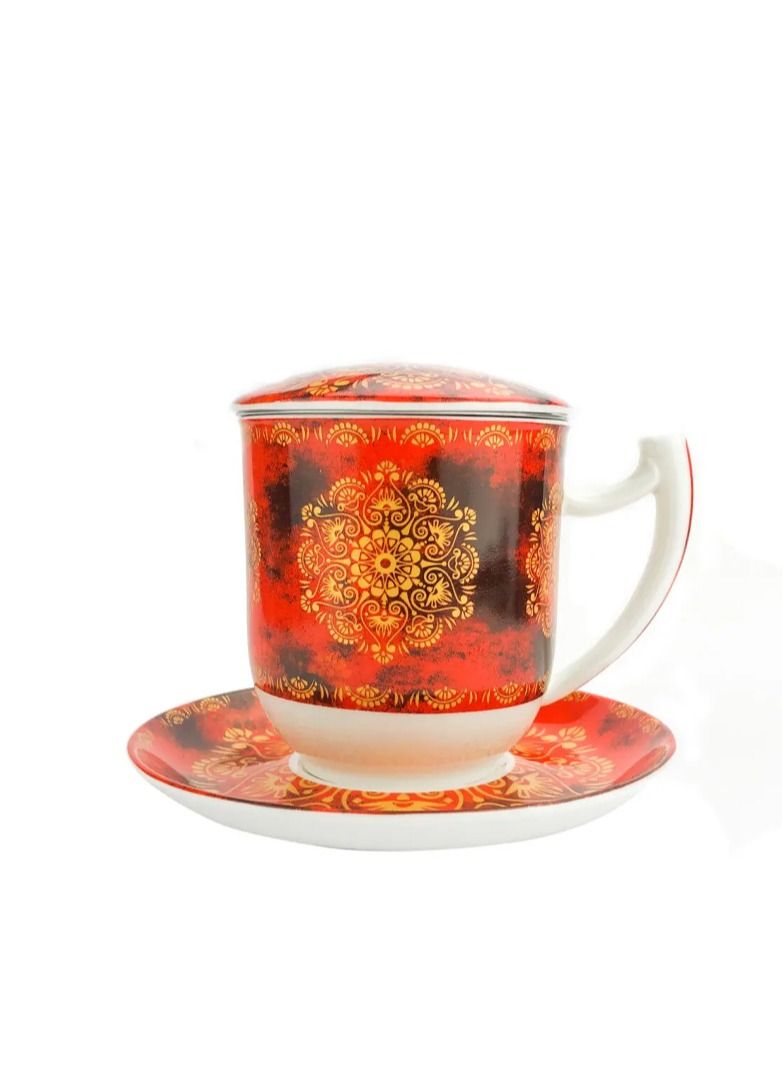 تيلاند متين مقاوم للحرارة Tiziana كوب فلتر ستانلس ستيل مع غطاء 4 قطعة - Image 1