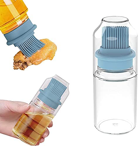 Bhavyam Borosilicate Glass Oil Jar Set with Silicon Brush - Leakproof, 250ml (2 Jars) - Image 1
