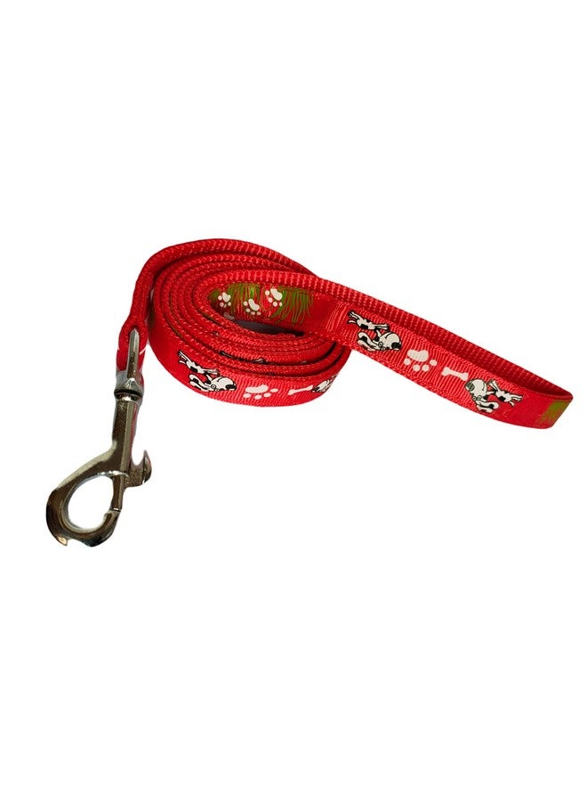 15 Mm Nylon Collar And Leash Set Puppy Printed With Bell, Adjustable Buckle Collar With Leash Set Ideal For Training/Walking Small & Medium Dogs (Red) - Image 3