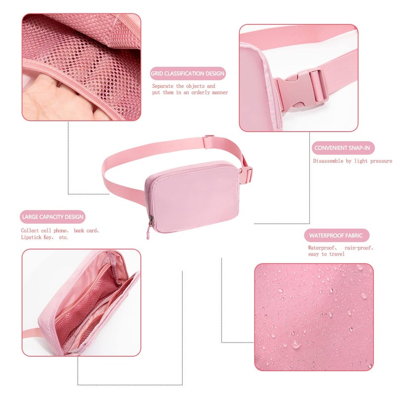 WITROMAN Belt bag Fanny pack crossbody bags for women Everywhere belt bag (pink) - Image 4