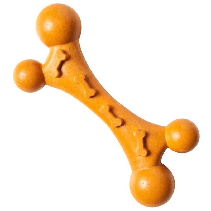 SPOT Bam-Bones Nubby Bone - Made with Strong Bamboo Fiber, Durable Long Lasting Chew Toy for Light to Moderate Chewers for Dogs & Teething Puppies Under 40lbs, 7in Allergen Free Peanut Butter Flavor - Image 1