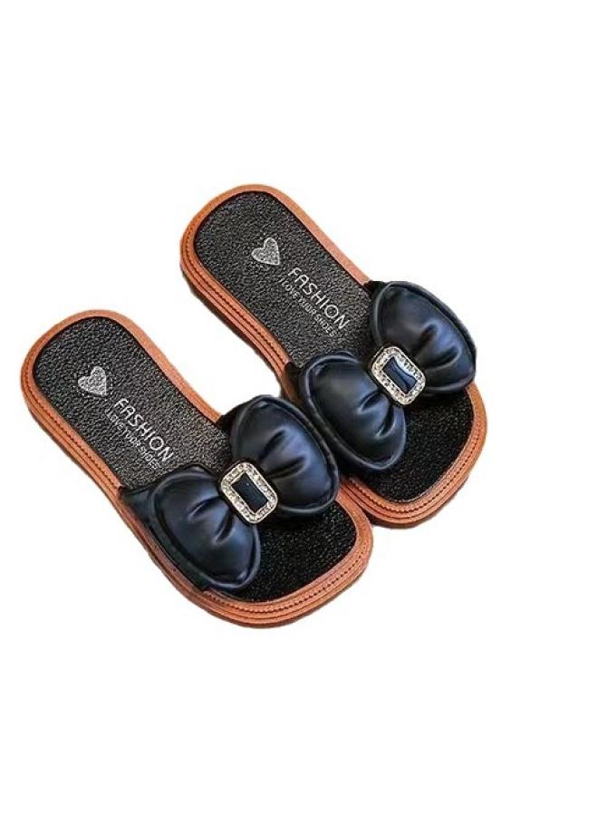 شك شباشب بناتي صيفية بعقدة فيونكة للأميرة المنزلية للأطفال المتوسطة والكبيرة ملابس خارجية ناعمة من الأسفل صنادل للأطفال مضادة للانزلاق للأميرة الصغيرة - Image 5