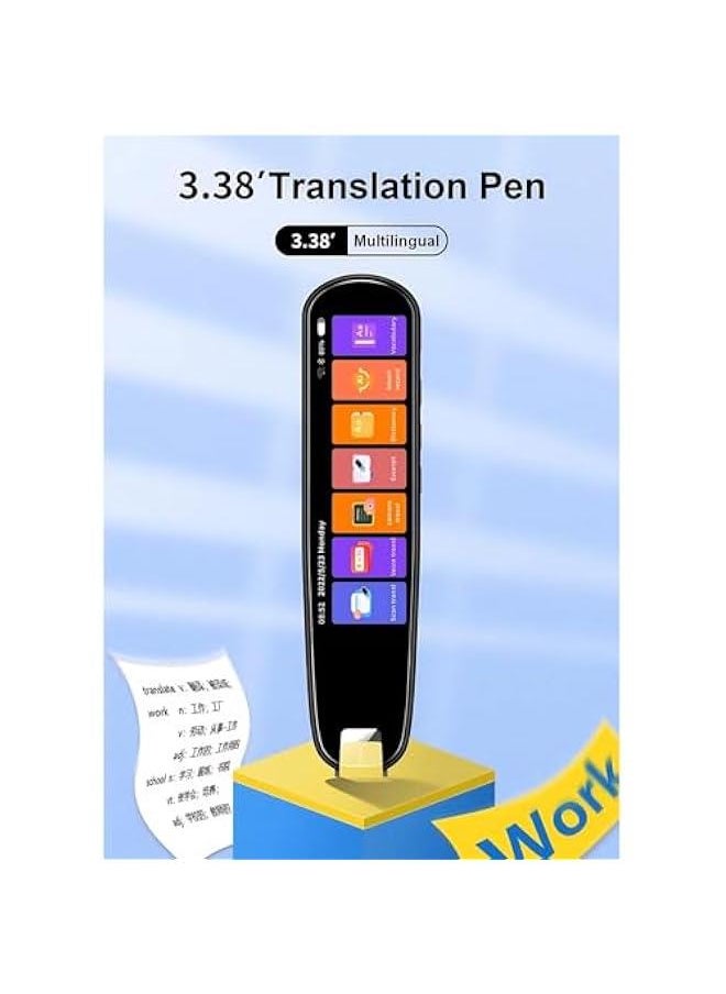Digital Translation Pen, 3.38in Touchscreen Text to Speech Languages Translator Pen Scanner, Real Time 134 Languages Portable Dictionary Pen for Travel Reading Learning Meeting
