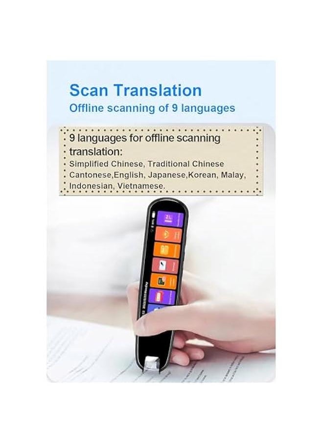 Digital Translation Pen, 3.38in Touchscreen Text to Speech Languages Translator Pen Scanner, Real Time 134 Languages Portable Dictionary Pen for Travel Reading Learning Meeting