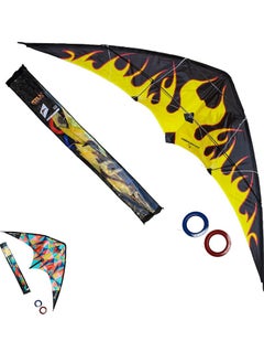 JUMEIRAH BEACH KITE Jumeirah Beach Kite for Kids & Adults, Str Kites for Beginner with 1.6 Meter Strong Kite String with Winder Handle, Lightweight Kite Paper, Sport & Outdoor Toys Is Great for All Ages (Fire Black)  - Image 1
