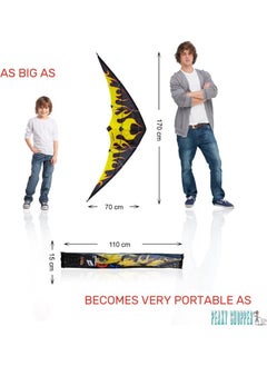 JUMEIRAH BEACH KITE Jumeirah Beach Kite for Kids & Adults, Str Kites for Beginner with 1.6 Meter Strong Kite String with Winder Handle, Lightweight Kite Paper, Sport & Outdoor Toys Is Great for All Ages (Fire Black)  - Image 3