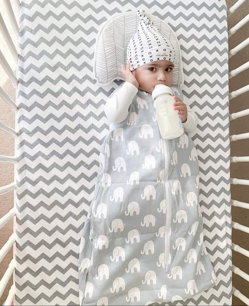BaeBae Goods Premium Crib Sheets for Baby Boys and Girls, 4 Pack, Soft and Breathable Jersey Knit Fitted Sheet Set, Grey and White, Cute Gender Neutral Nursery Mattress Bedding, Universal Fit - Image 2