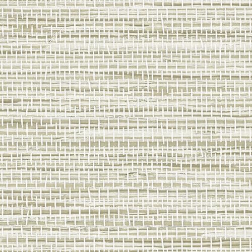 JiffDiff Grasscloth Wallpaper Peel and Stick Cream Grassweave Peel & Stick Wallpaper Textured Wallpaper Contact Paper 17.3"x118" - Image 1