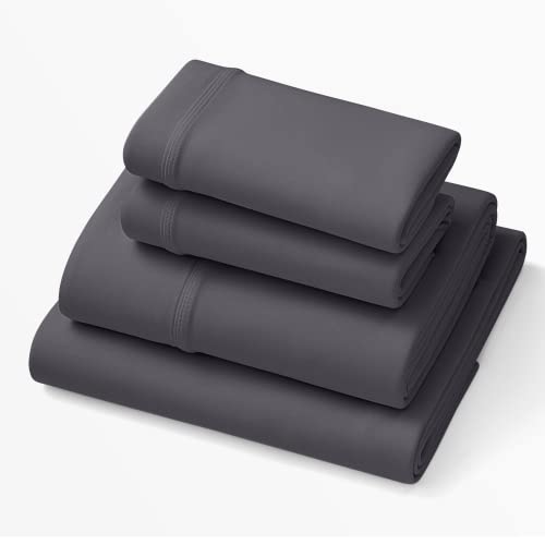 Purple SoftStretch Sheets, King/Cal King, Rayon Blend, Moisture-Wicking, Stormy Grey, Fits Other Mattresses, Stretch for Adaptive Support - Image 1
