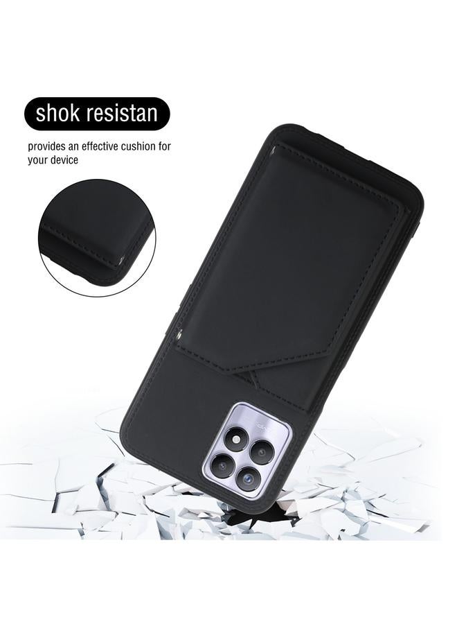 S-TOP Case For OPPO Realme 8i Skin Feel PU + TPU + PC Back Cover Shockproof Phone Case with Card Slots & Holder & Photo Frame - Image 5