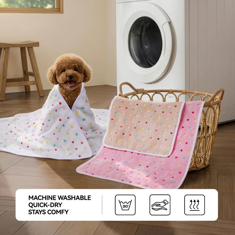 LINENLUX 1 Pack 3 Blankets Super Soft Fluffy Premium Fleece Dog Blankets for Puppy Cat Pet Blanket Flannel Throw Warm Sleep Polka Dot 23x16 inches - Image 4