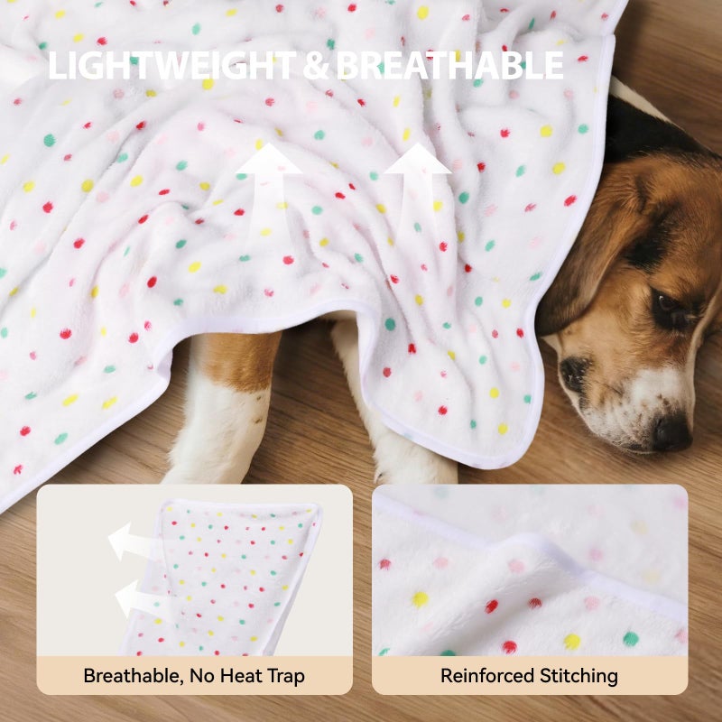 LINENLUX 1 Pack 3 Blankets Super Soft Fluffy Premium Fleece Dog Blankets for Puppy Cat Pet Blanket Flannel Throw Warm Sleep Polka Dot 23x16 inches - Image 2