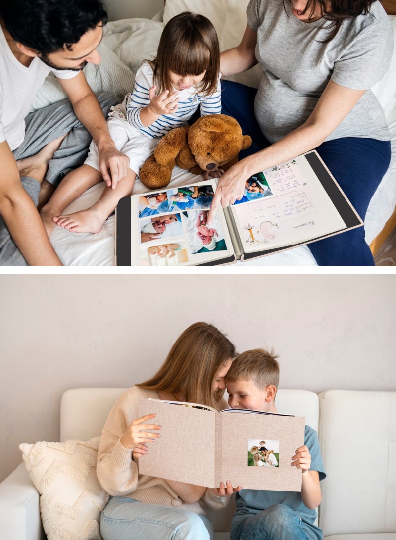 هومار كيت ألبوم صور ذاتي اللصق، 40 صفحة، كتاب ذكريات سفر واحتفال بالذكرى السنوية، ألبوم صور عائلي مغناطيسي من الكتان البيج، هدية مثالية لأعياد الميلاد وحفلات الزفاف والتخرج والعطلات. - Image 4