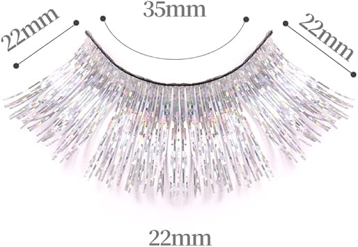 Dorisue Halloween lashes Silver eyelashes glitter eyelashes Princess cosplsay eyelashes silverwhite False Eyelashes Extension for Women Girls P24 - Image 2